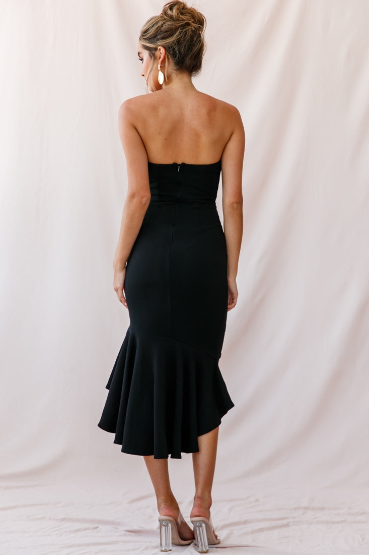Prom Queen Bandeau Midi Dress Black by Selfie Leslie