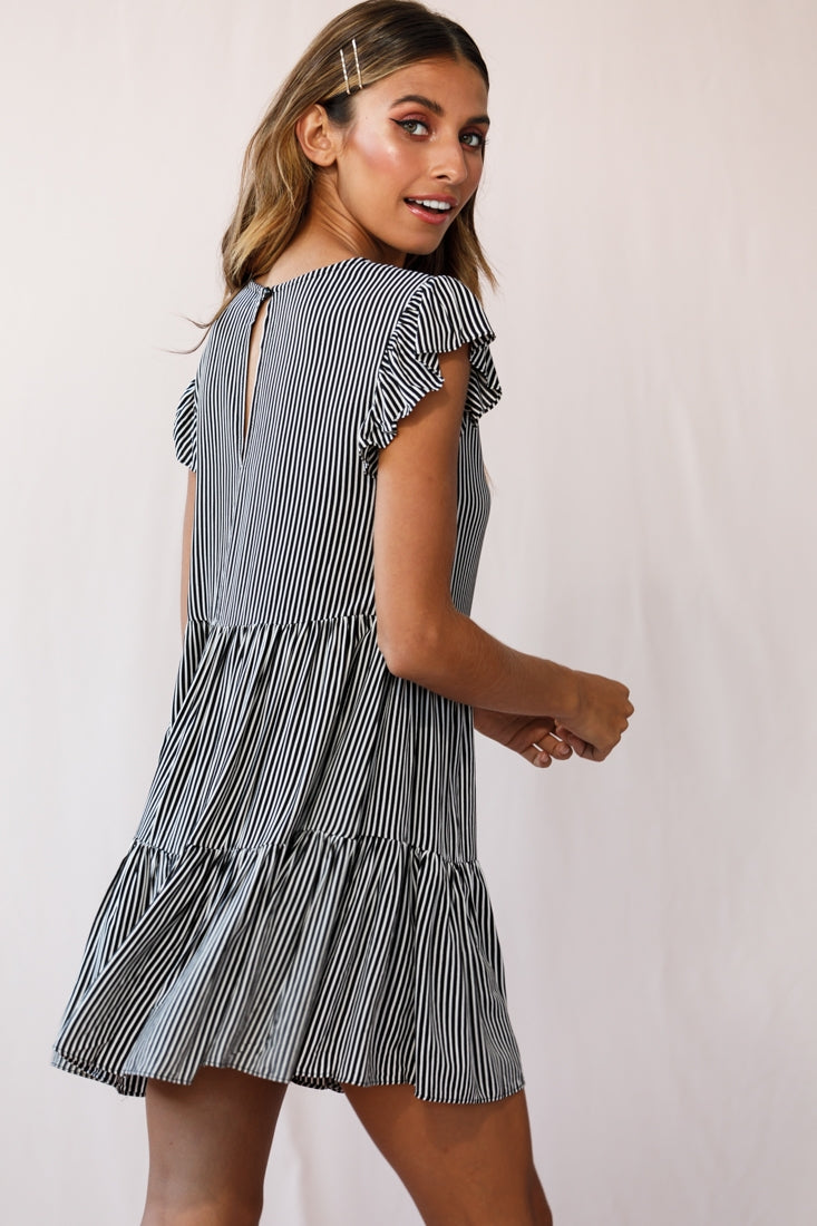 Louise Striped Cap Sleeve Mumu Black by Selfie Leslie