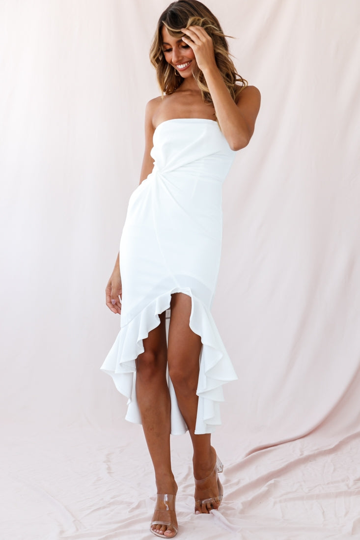 Prom Queen Bandeau Midi Dress White by Selfie Leslie