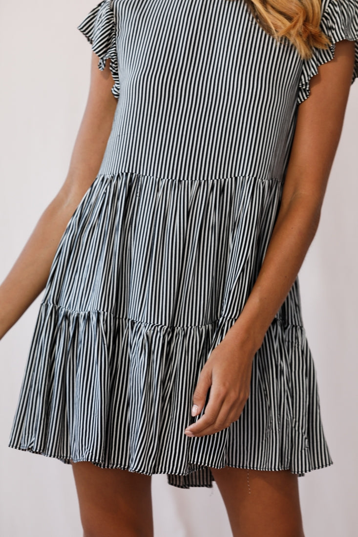Louise Striped Cap Sleeve Mumu Black by Selfie Leslie