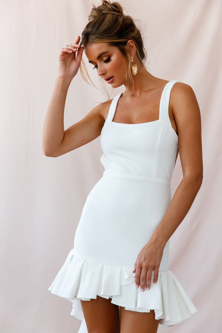 Heartbreaker Open Back Pleated Hem Dress White by Selfie Leslie