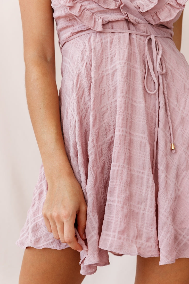 Asher Layered Frill Neckline Mini Dress Blush by Selfie Leslie