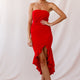 Prom Queen Bandeau Midi Dress Red