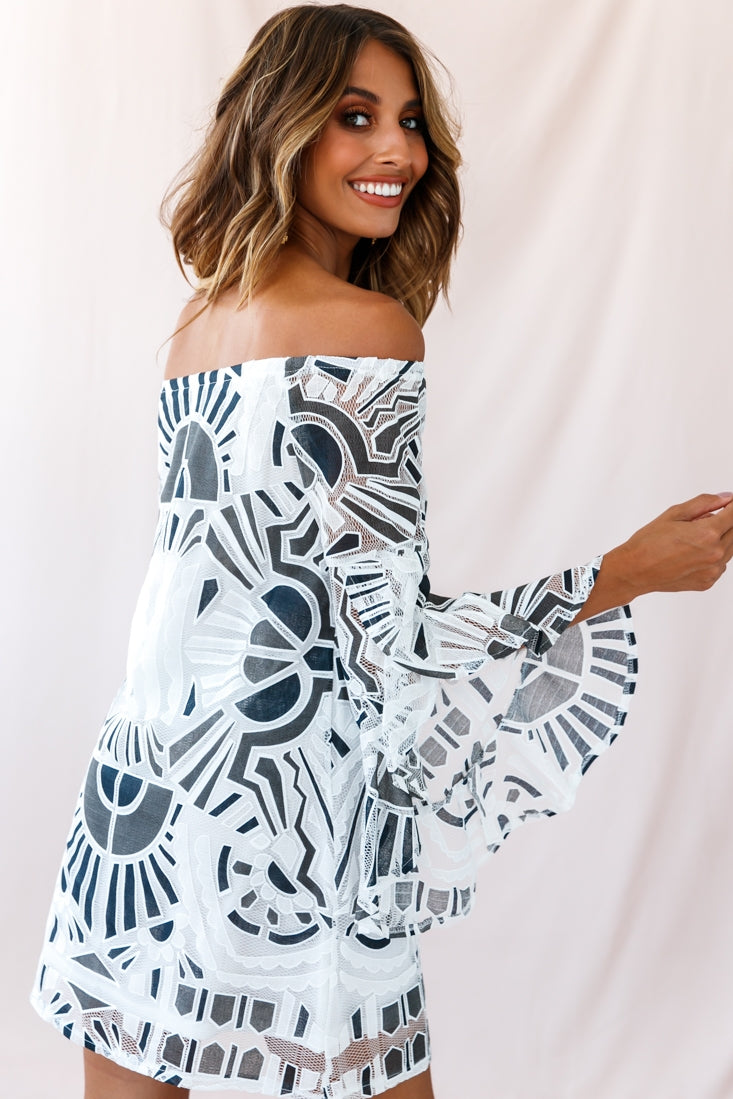 Geode Mesh Overlay Shift Dress White by Selfie Leslie