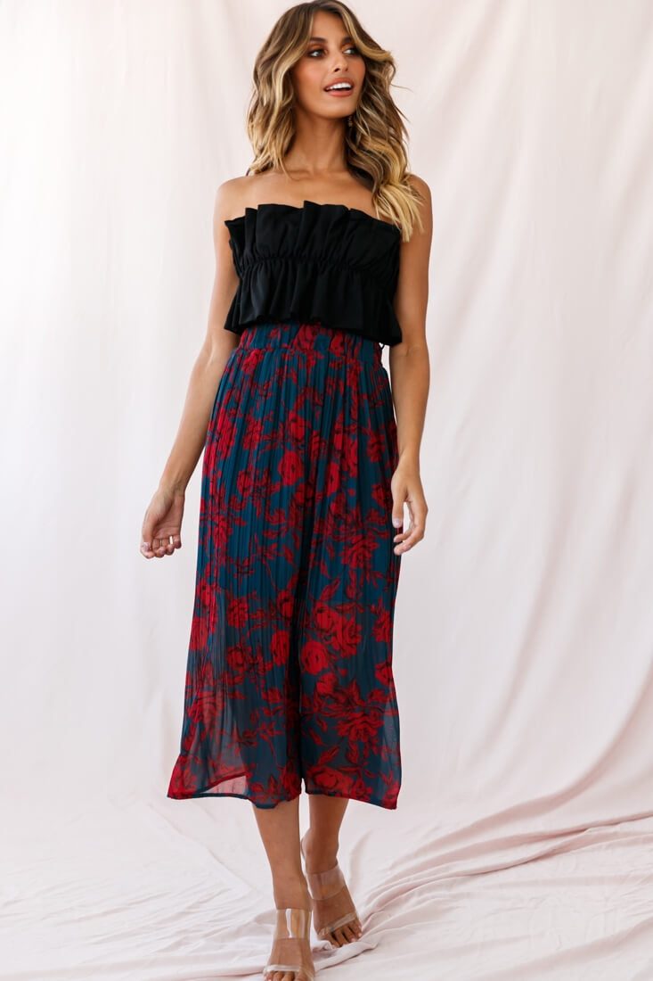 Thea Ruffle Crop Top Black by Selfie Leslie
