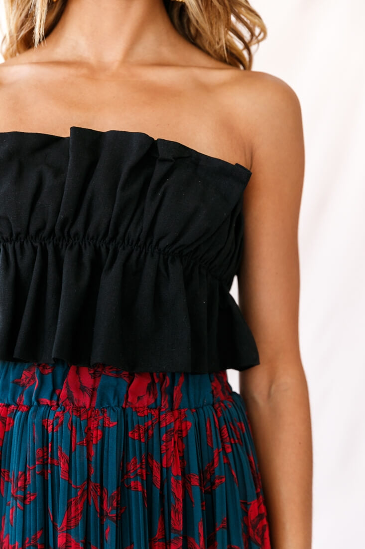 Thea Ruffle Crop Top Black by Selfie Leslie