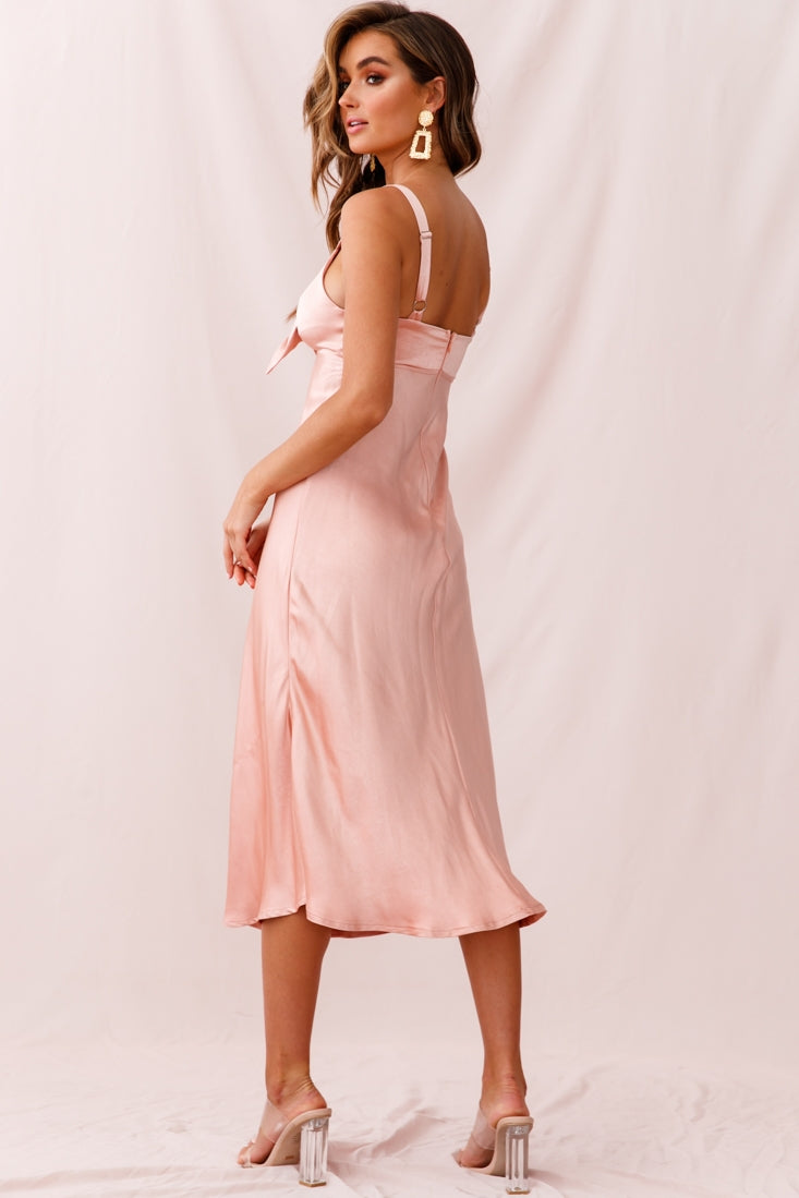 Perfect Day Satin Midi Dress Blush by Selfie Leslie