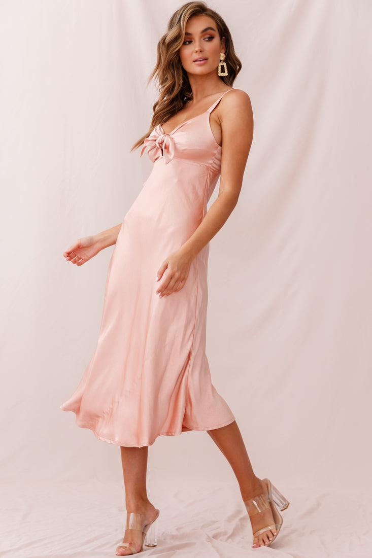 Perfect Day Satin Midi Dress Blush by Selfie Leslie