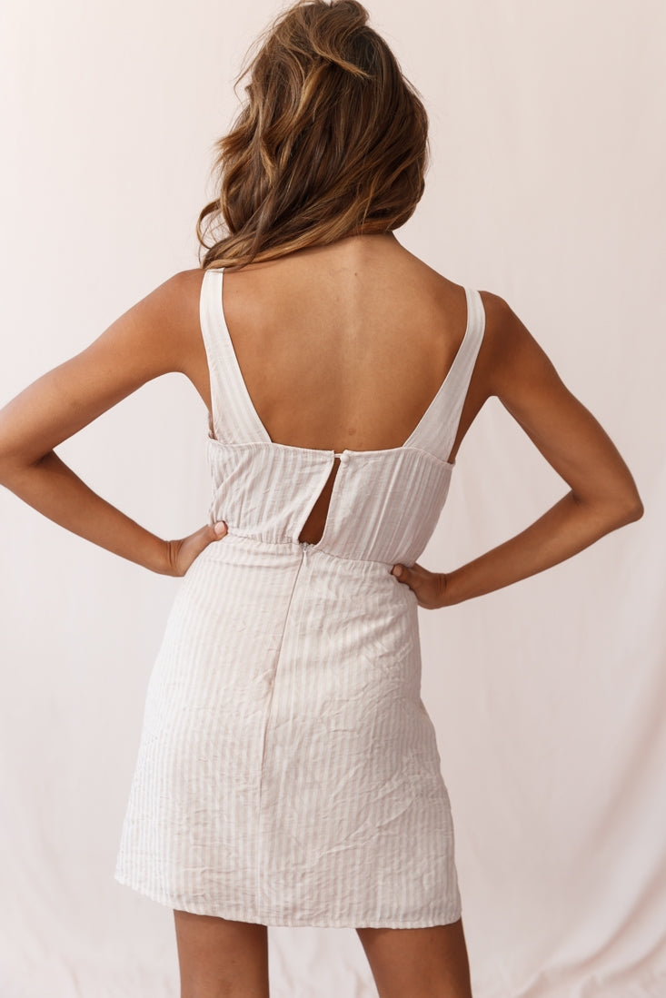 Kay Wrap Skirt Wooden Embellishment Dress Nude by Selfie Leslie