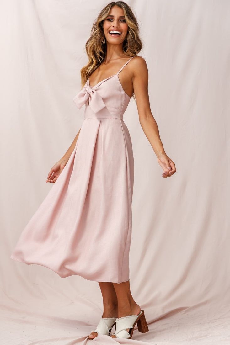 Hope Tie-Knot Bust Midi Dress Blush by Selfie Leslie