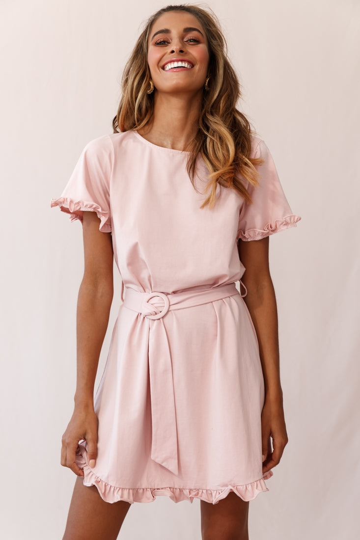 Chelsea Belted T-Shirt Dress Blush by Selfie Leslie
