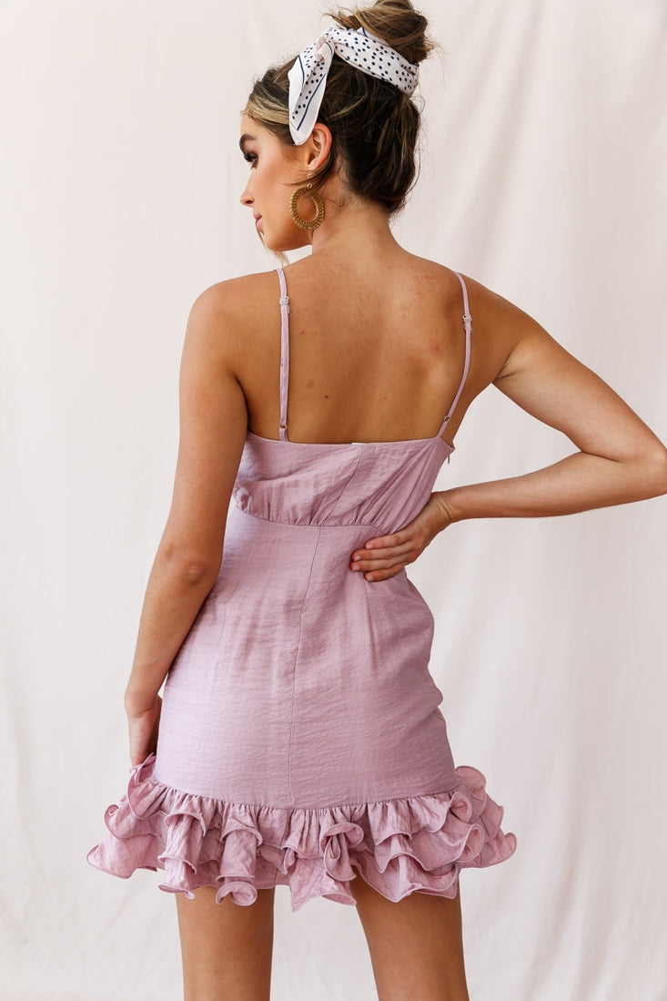 Richel Tie-Knot Bust Frill Hem Dress Blush by Selfie Leslie
