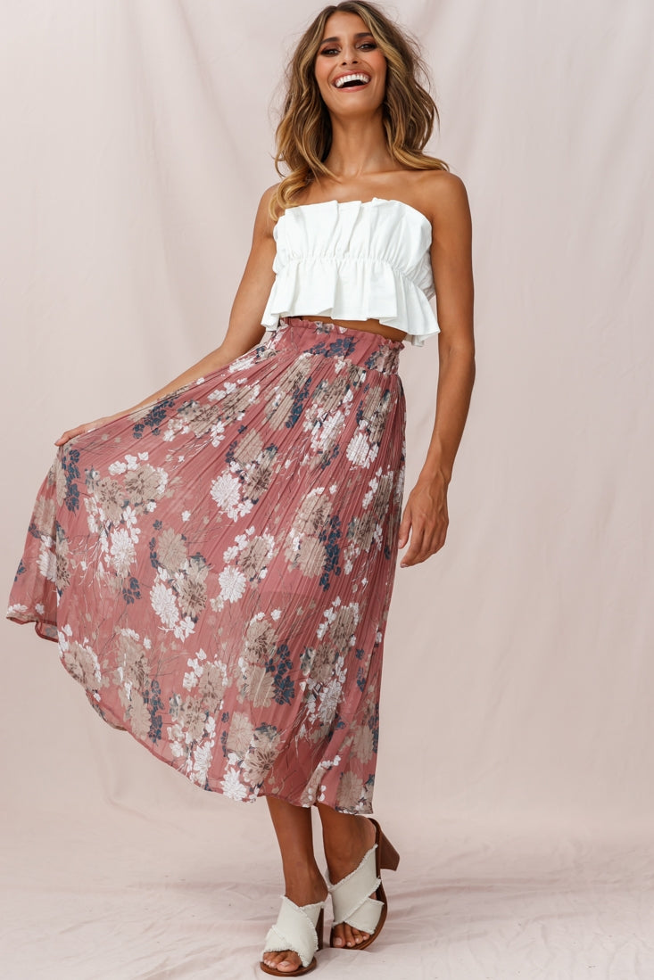 Caroline Accordion Pleat Midi Skirt Rose by Selfie Leslie