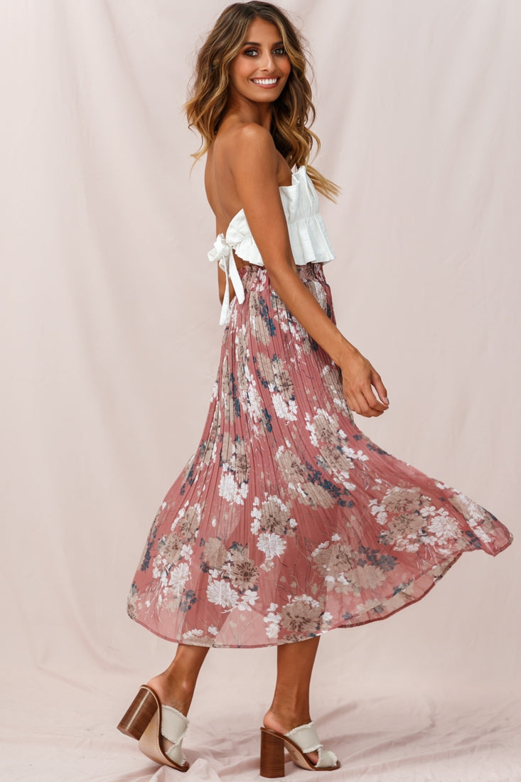 Caroline Accordion Pleat Midi Skirt Rose by Selfie Leslie