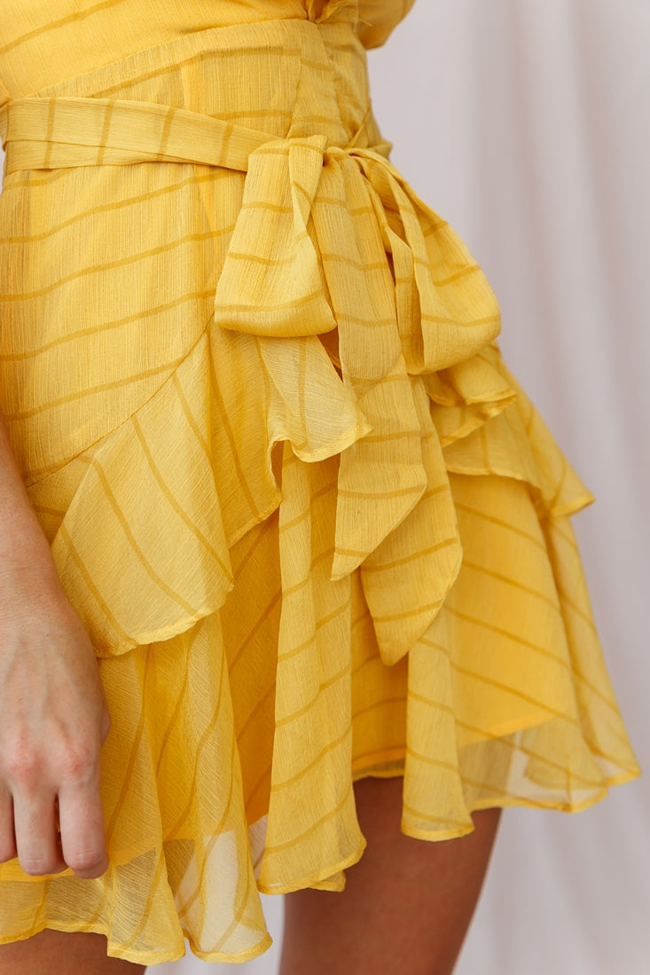 Erin Layered Ruffle Waist Tie Dress Mustard by Selfie Leslie