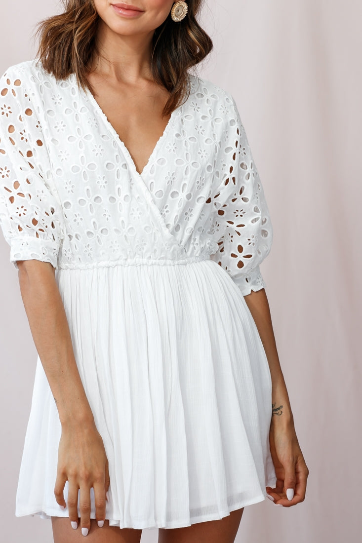 Indi Broderie Anglaise Swing Dress White by Selfie Leslie