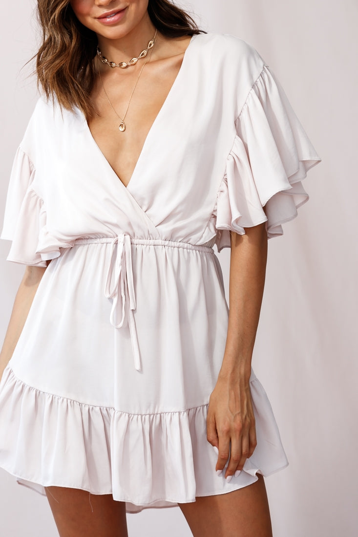 Esme V-Neckline Drawstring Waist Dress Nude by Selfie Leslie