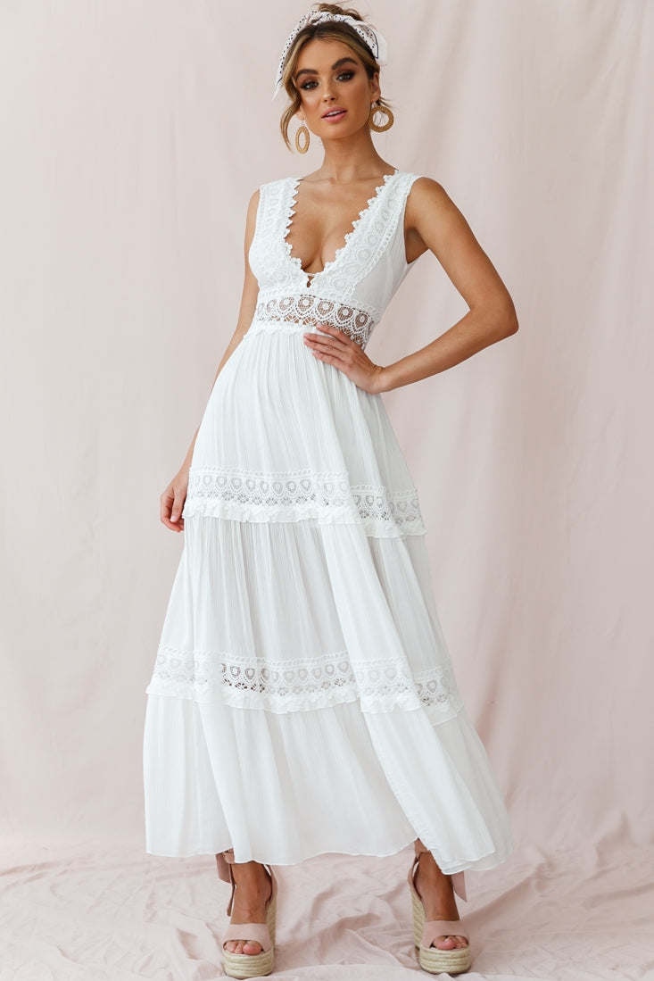 Faith Embroidered Details Maxi Dress Ivory by Selfie Leslie