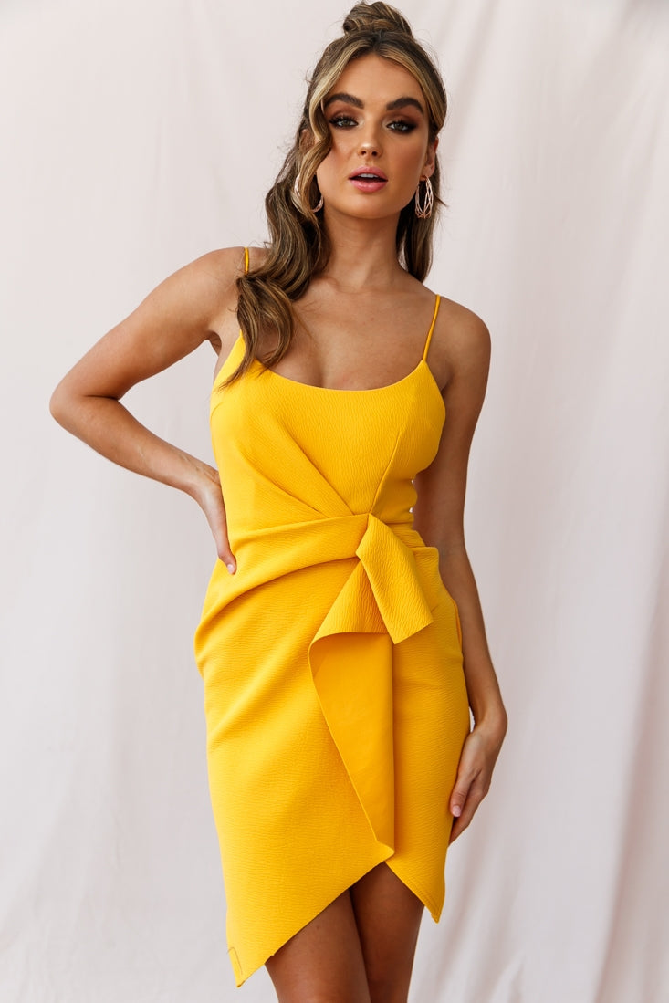 Tesla Cami Strap Sculpted Fabric Dress Yellow by Selfie Leslie