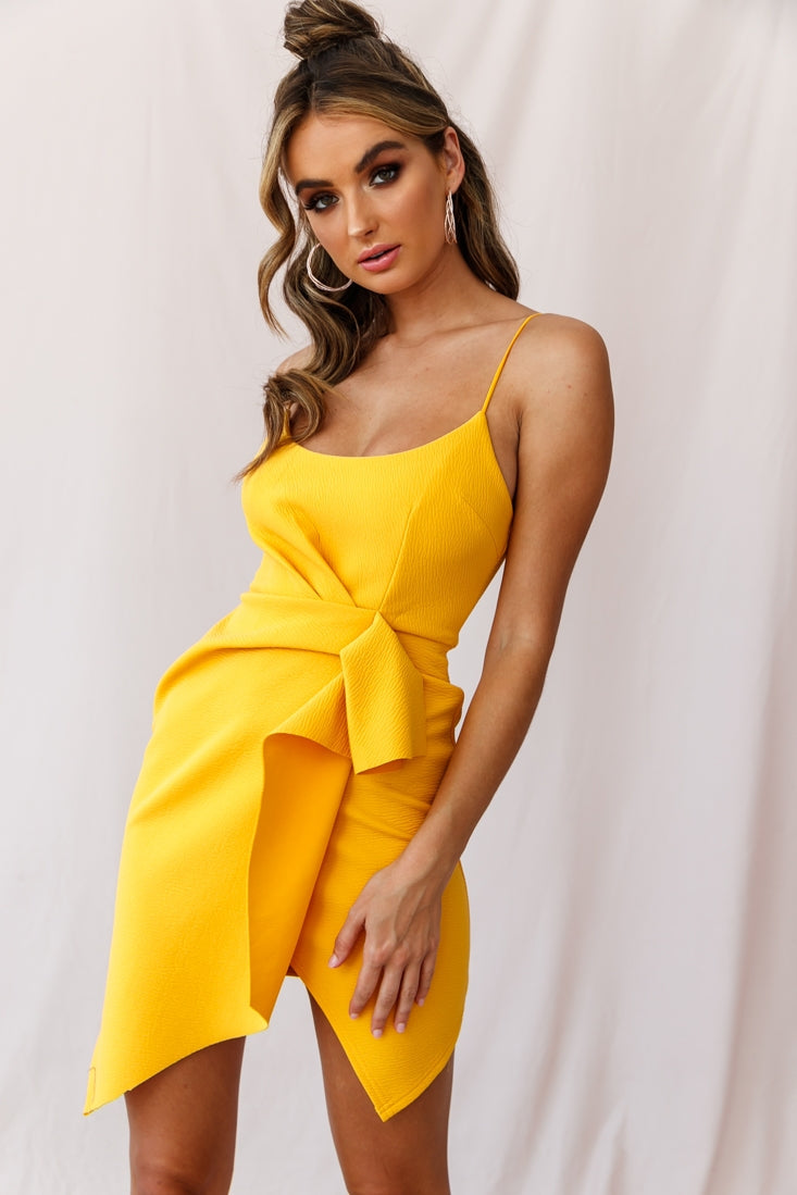 Tesla Cami Strap Sculpted Fabric Dress Yellow by Selfie Leslie