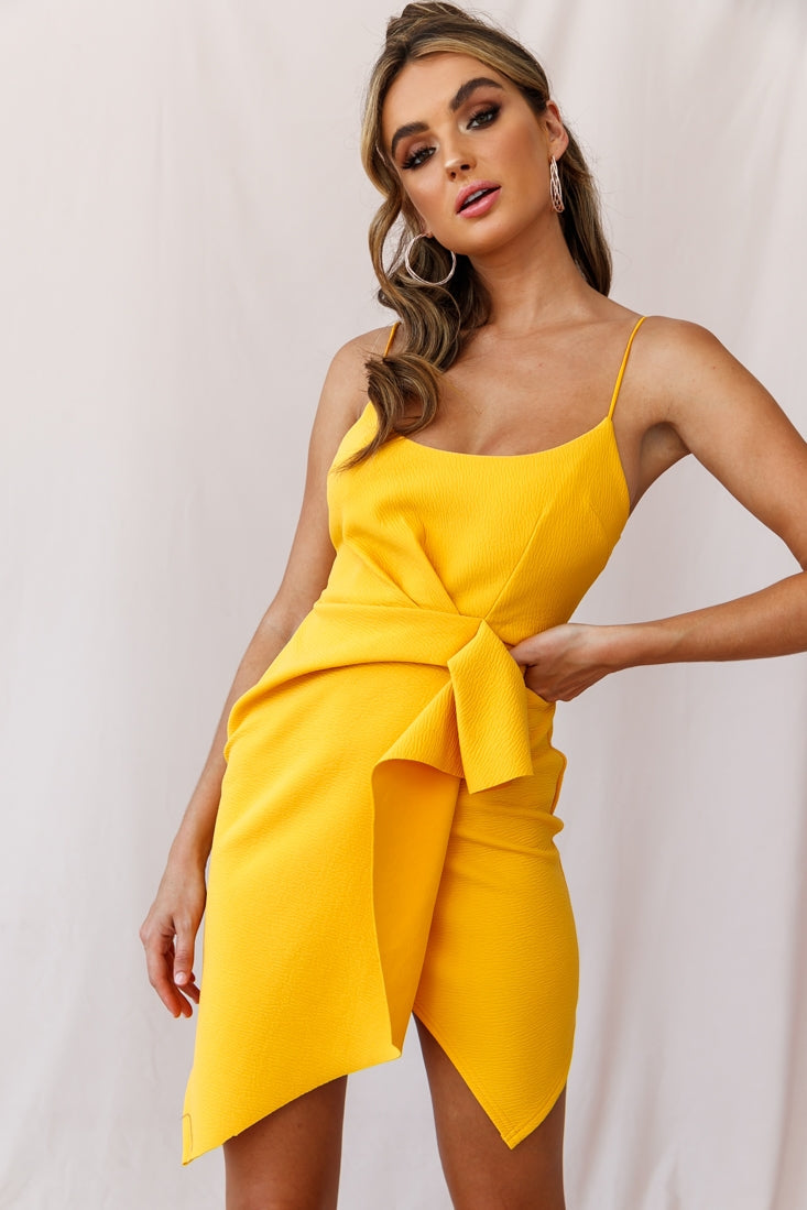 Tesla Cami Strap Sculpted Fabric Dress Yellow by Selfie Leslie