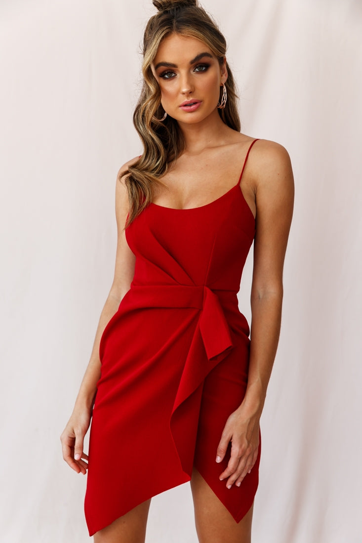 Tesla Cami Strap Sculpted Fabric Dress Red by Selfie Leslie