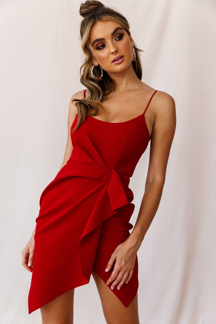 Tesla Cami Strap Sculpted Fabric Dress Red by Selfie Leslie