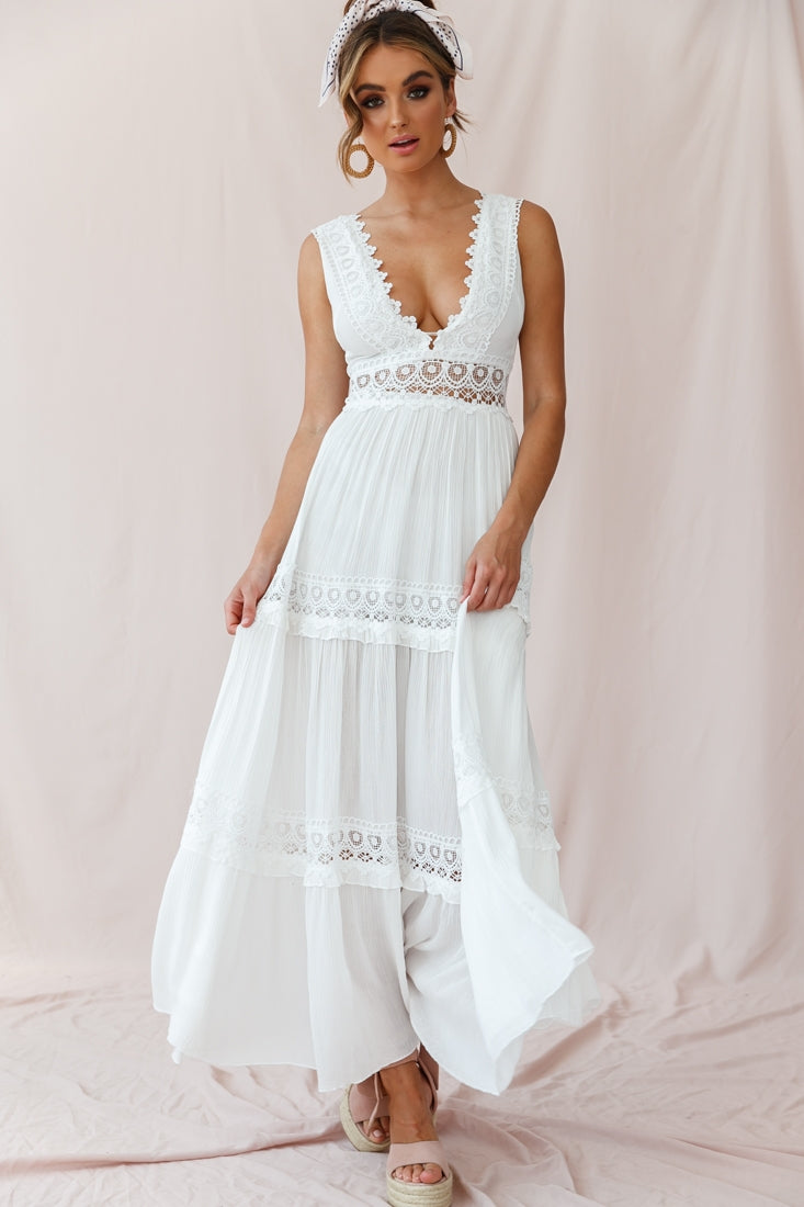 Faith Embroidered Details Maxi Dress Ivory by Selfie Leslie