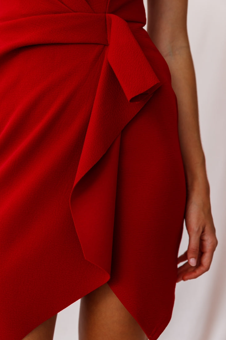 Tesla Cami Strap Sculpted Fabric Dress Red by Selfie Leslie