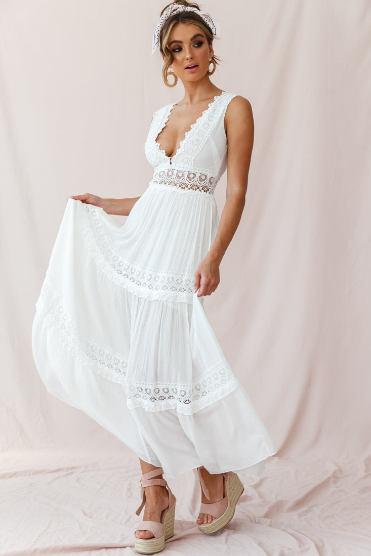Faith Embroidered Details Maxi Dress Ivory by Selfie Leslie