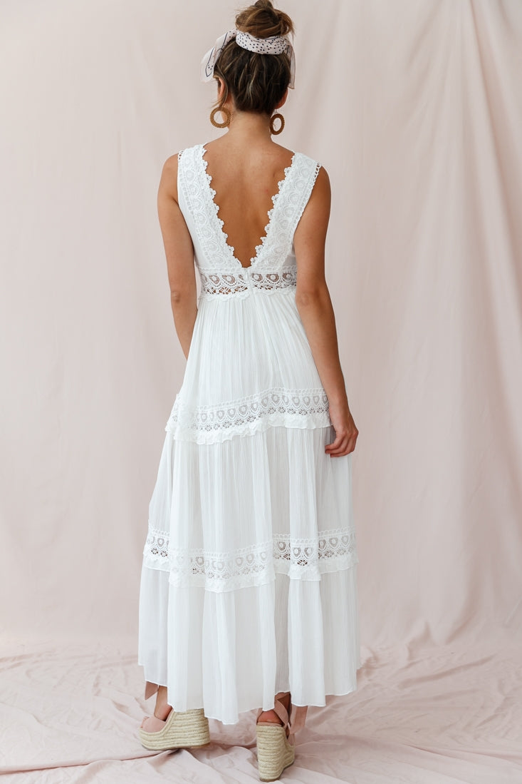 Faith Embroidered Details Maxi Dress Ivory by Selfie Leslie