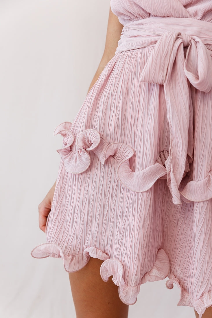 Greta Cami Strap Frill Chiffon Dress Blush by Selfie Leslie