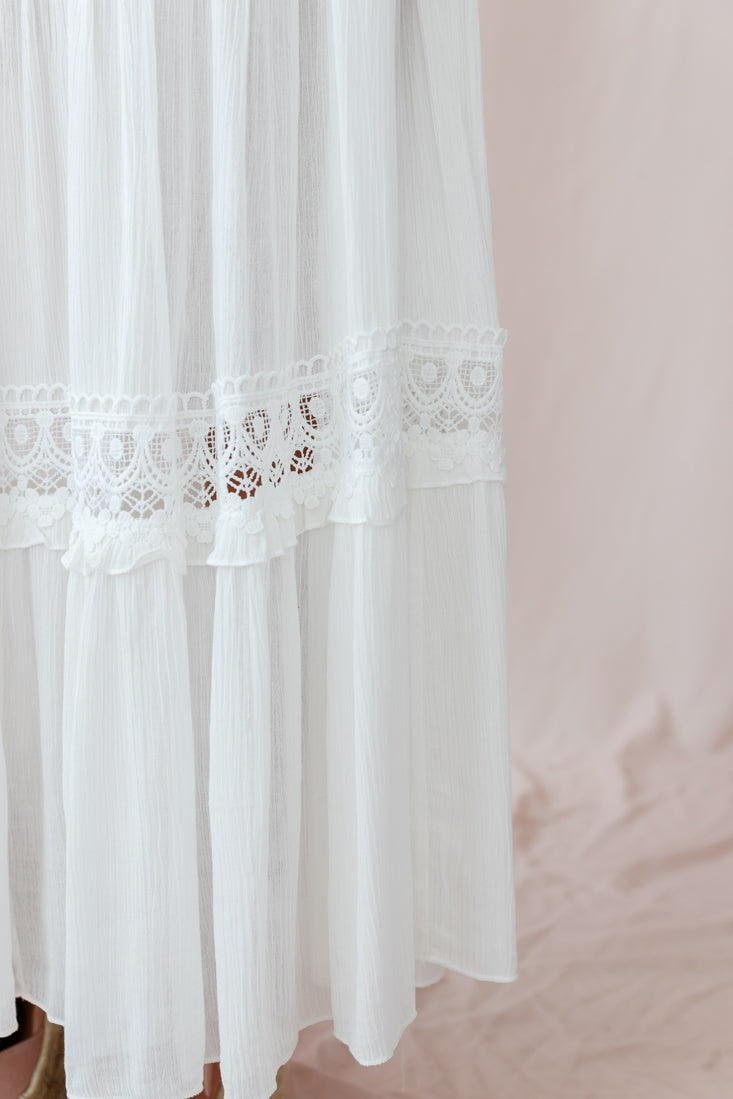 Faith Embroidered Details Maxi Dress Ivory by Selfie Leslie