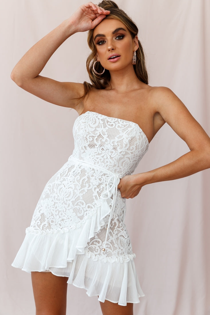 Banksia Lace Bandeau Wrap Dress White by Selfie Leslie