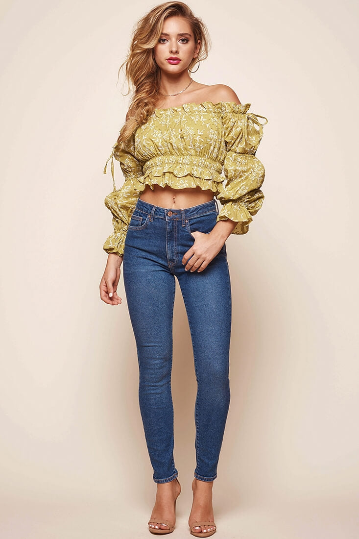 Taryn Bardot Top Lime by Selfie Leslie