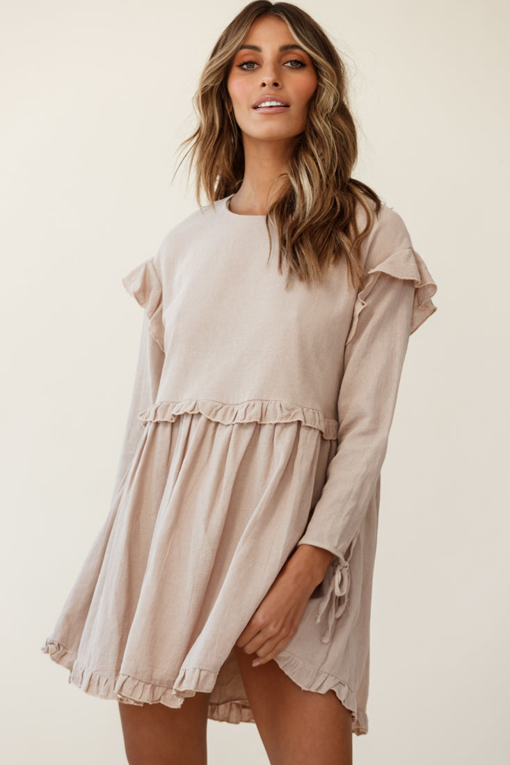 Marion Long Sleeve Shift Dress Mocha by Selfie Leslie