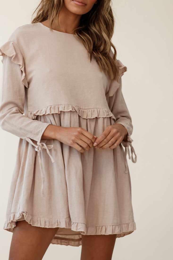 Marion Long Sleeve Shift Dress Mocha by Selfie Leslie