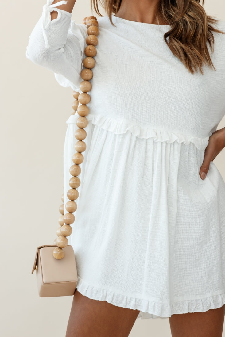 Marion Long Sleeve Shift Dress White by Selfie Leslie