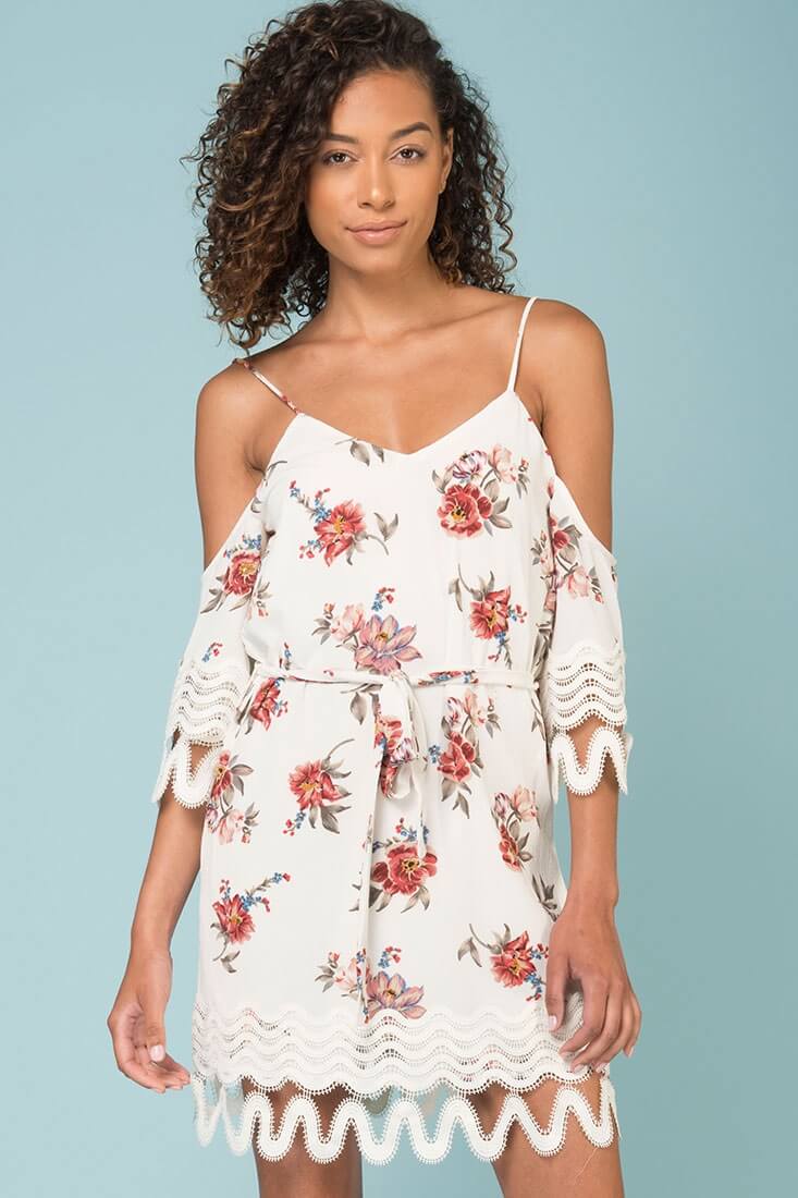 Jocelyn Cold Shoulder Dress White by Selfie Leslie