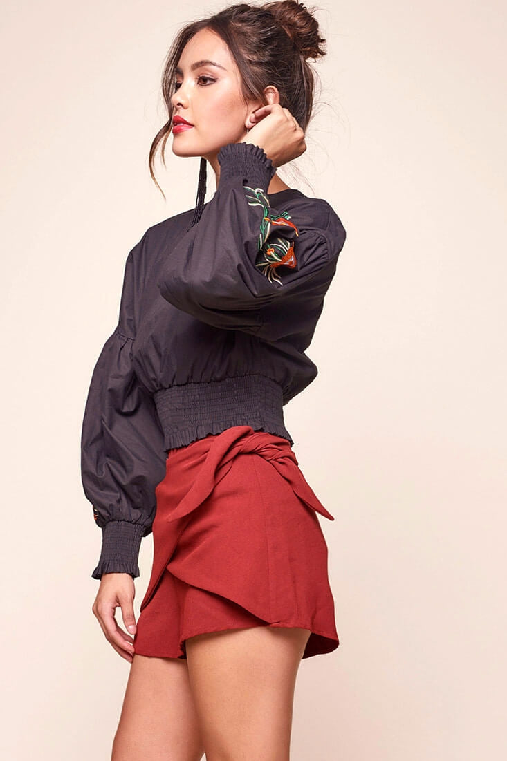Simone Dressy Wrap Shorts Burnt Orange by Selfie Leslie