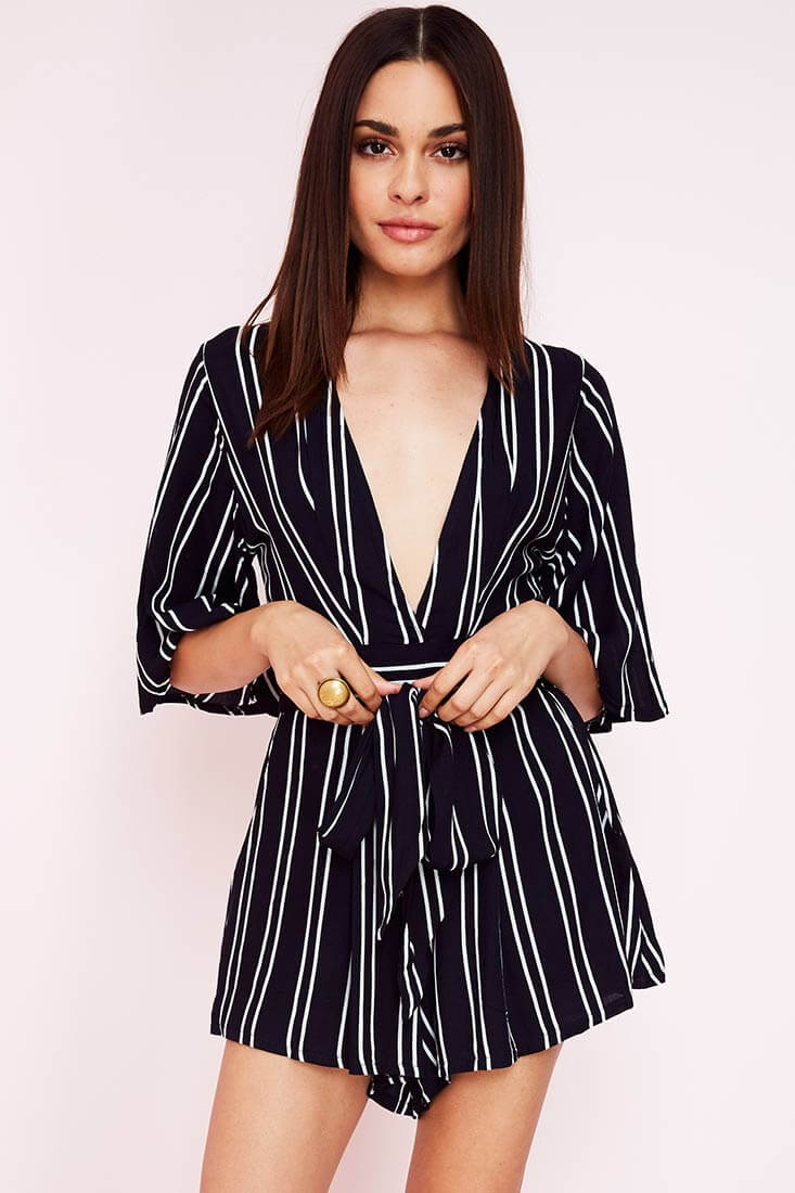 Gisele Casual Cut Out Romper Navy by Selfie Leslie