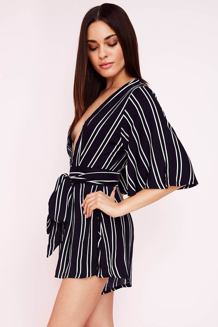 Gisele Casual Cut Out Romper Navy by Selfie Leslie