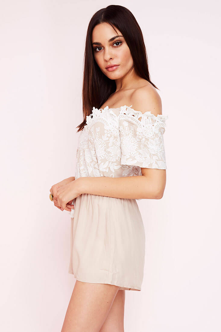 Inaya Dressy Romper Beige by Selfie Leslie