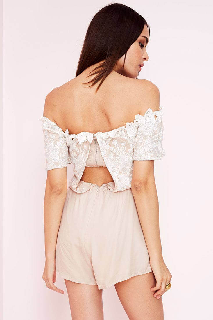 Inaya Dressy Romper Beige by Selfie Leslie