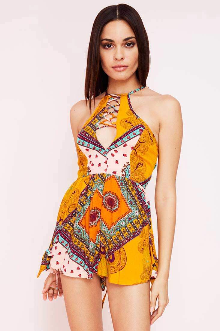 Milou Havana Romper Orange Print by Selfie Leslie