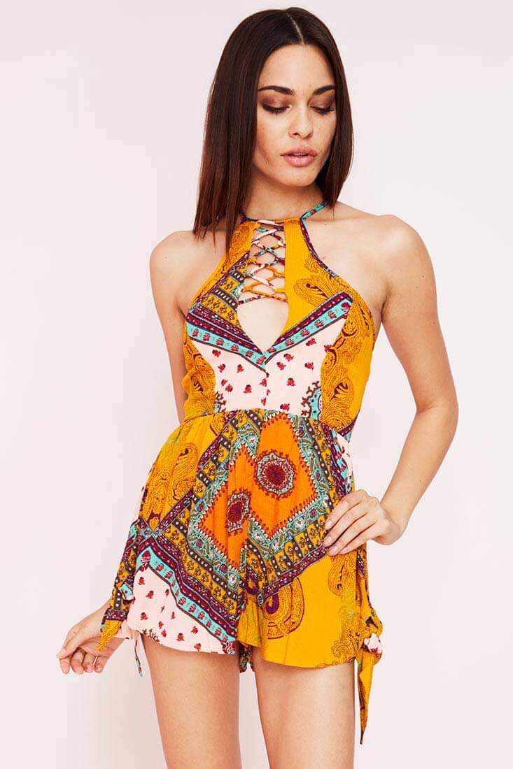 Milou Havana Romper Orange Print by Selfie Leslie