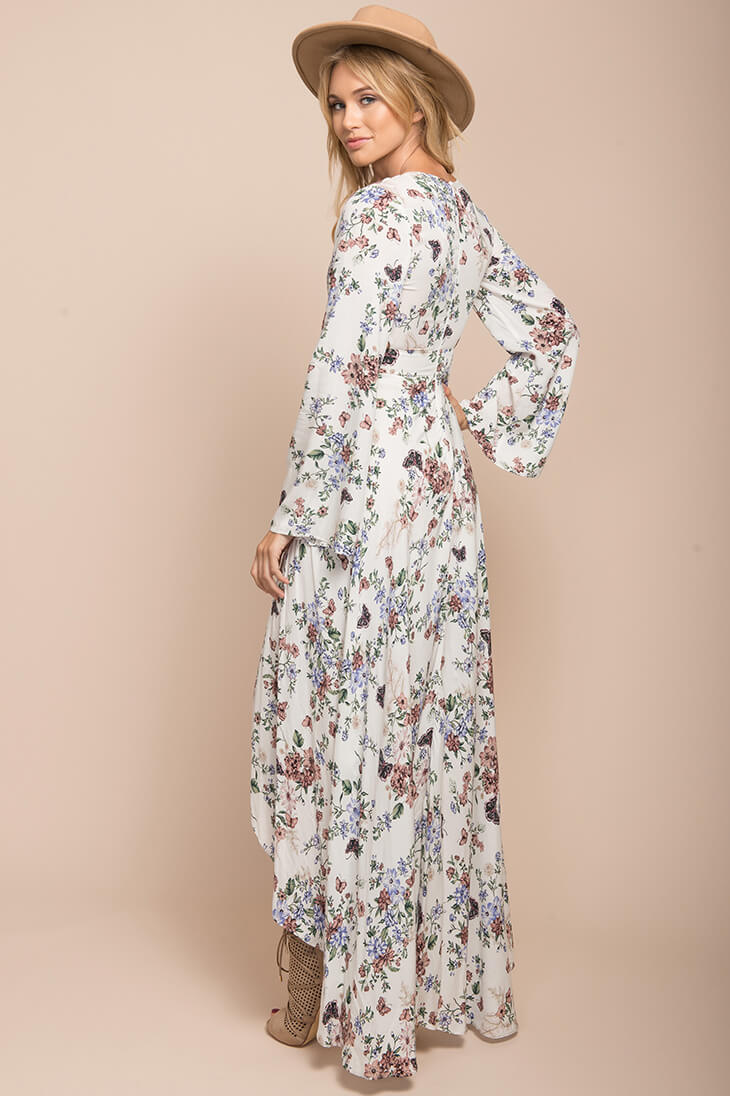 Havana High Slit Maxi Dress White by Selfie Leslie