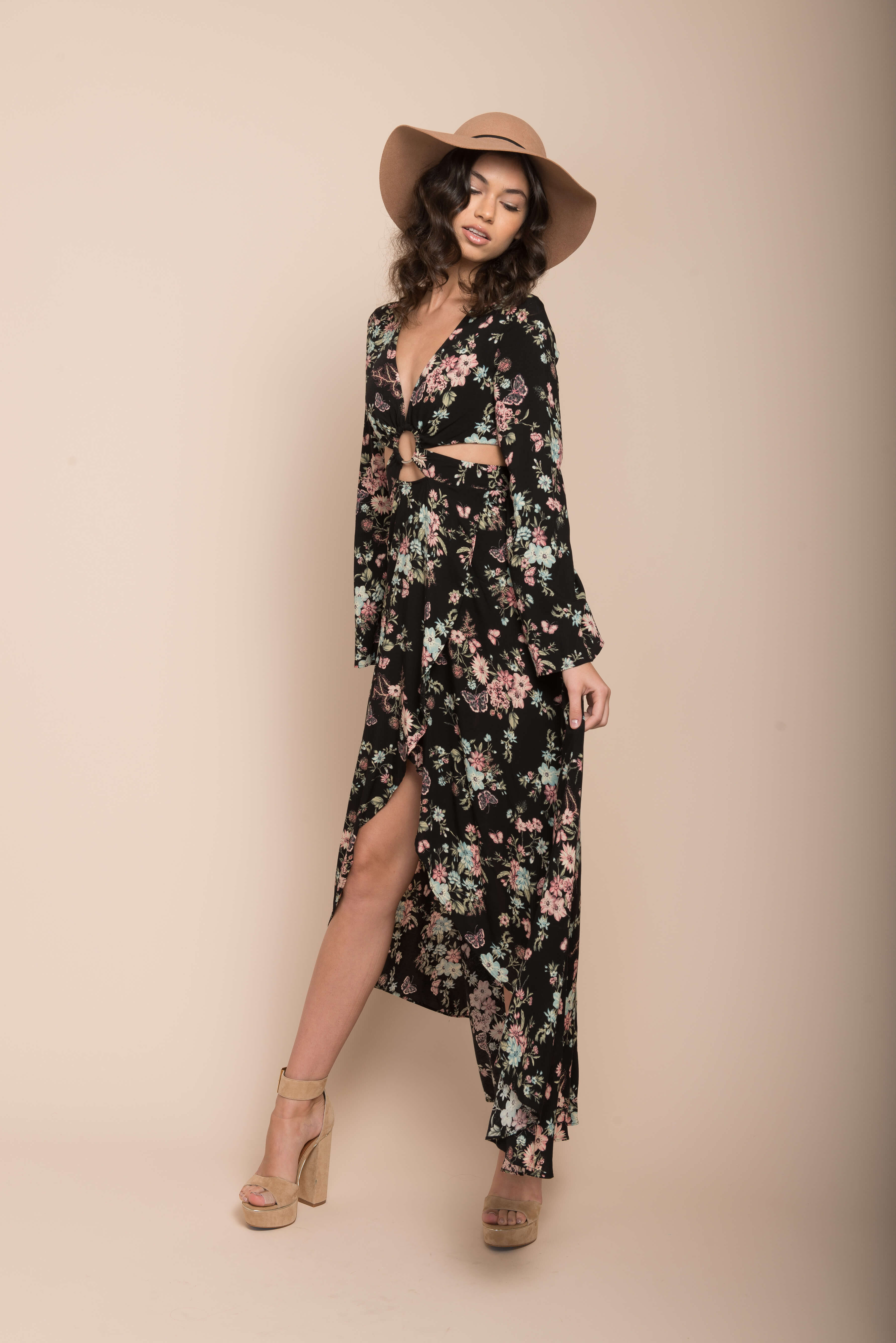 Havana High Slit Maxi Dress Black by Selfie Leslie