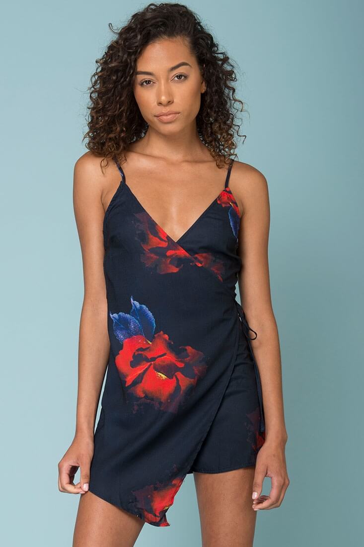 Fiji Sexy Floral Print Romper Navy Blossom by Selfie Leslie