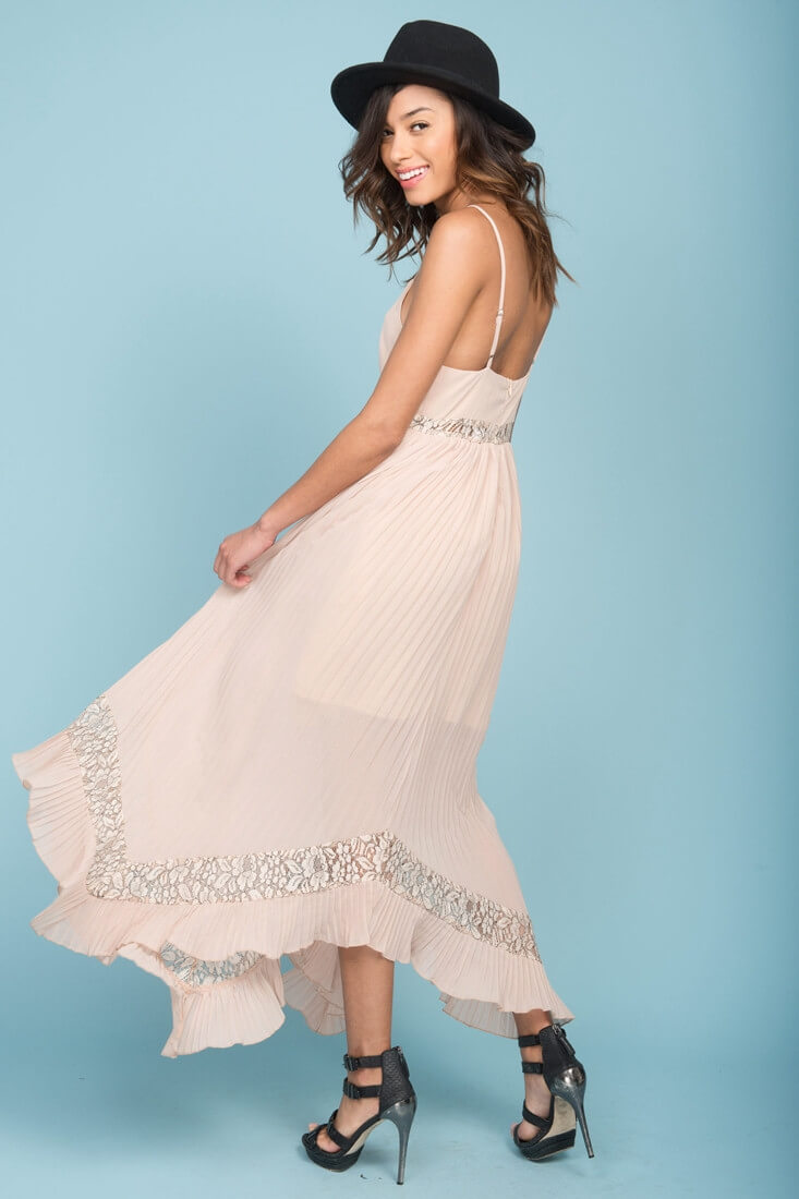 Luna Ruffled Maxi Dress Beige by Selfie Leslie